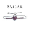 Stainless Steel Silver Cubic Zirconia Heart Bracelet with Lariat Closure