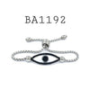 Stainless Steel Silver Cubic Zirconia Eye Bracelet with Lariat Closure