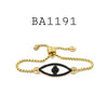 Stainless Steel Gold Cubic Zirconia Eye Bracelet with Lariat Closure