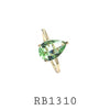 Cubic Zirconia Solitaire Green Pear Stone Ring in Brass