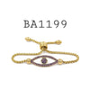 Stainless Steel Gold Cubic Zirconia Eye Bracelet with Lariat Closure