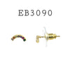Cubic Zirconia Multi Color Studs Brass Earrings