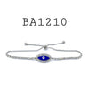 Stainless Steel Silver Evil Eye CZ Tennis Bracelet with Lariat Closure