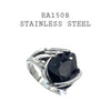 Stainless Steel Cubic Zirconia Black Onyx  Ring