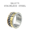 Women Gold Silver Steel Steel Braided Wide Band Ring