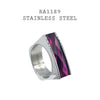 Stainless Steel Purple Stone Cocktail Fashion Ring