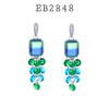 Multi Color Cubic Zirconia Dangle Earrings in Brass