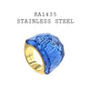 Stainless Steel Blue Stone Cocktail Large Ring
