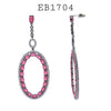 Cubic Zirconia Pink Dangle Earrings in Brass