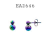 Neon Rainbow Stainless Steel Stud Double Ball Earrings 4mmx6mm