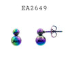 Double Ball Rainbow Neon Stainless Steel Stud Earrings 5mmx7mm