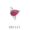 Cubic Zirconia Solitaire Pink Pear Stone Brass Ring