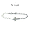 Stainless Steel Faux Pearl Cross Bracelet