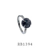 Black Rhodium Cubic Zirconia Solitaire Ring in Brass