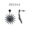 Black Rhodium Cubic Zirconia Star Drop Earrings in Brass