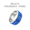 Wide CZ Band in Stainless Steel Micro Pave Crystal Ring