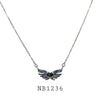 Multi Color Heart & Wings Cubic Zirconia Heart Necklace in Brass