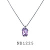 Purple Cubic Zirconia Solitaire Necklace in Brass