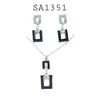 Stainless Steel Geometric Cubic Zirconia Necklace & Earrings Set