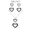 Stainless Steel Heart Cubic Zirconia Necklace & Earrings Set