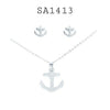 Stainless Steel Anchor Necklace & Earrings Set