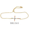 Multi Color Cubic Zirconia Cross Lariat Bracelet in Brass