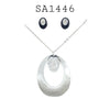 Stainless Steel Geometric Cubic Zirconia Necklace & Earrings Set
