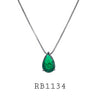 Green Cubic Zirconia Solitaire Necklace in Brass