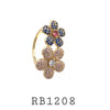 Cubic Zirconia Flower Fashion Ring in Brass