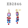 Cubic Zirconia Multi Color Dangle Brass Earrings