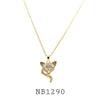 Cubic Zirconia Fox Necklace in Brass