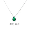 Pear Cut Green (Emerald) Cubic Zirconia Solitaire Necklace in Brass