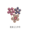 Cubic Zirconia Multi Color Flower Fashion Ring in Brass