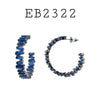 Cubic Zirconia Blue Hoops Brass Earrings