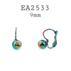 Ball Fishhook Closure Stainless Steel Hoop Earrings