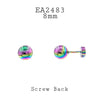 Rainbow Neon Stainless Steel Screw Back Stud Earrings