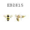 Gold Plated Cubic Zirconia Bee Studs Brass Earrings