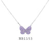 Purple Cubic Zirconia Butterfly Necklace in Brass