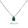 Green Cubic Zirconia Solitaire Necklace in Brass
