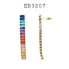 Multi Color Cubic Zirconia Dangle Brass Earrings