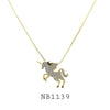 Cubic Zirconia Unicorn Necklace in Brass