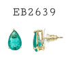 Gold Plated Cubic Zirconia Blue Stud Brass Earrings