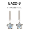 Stainless Steel Star Cubic Zirconia Drop Earrings