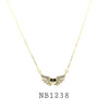 Cubic Zirconia  Heart & Wings Necklace in Brass