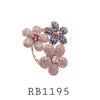 Cubic Zirconia Multi Color Flower Fashion Brass Ring