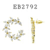 Cubic Zirconia Stud Flower Brass Earrings