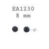 Black Crystal Ball Stud Earrings in Stainless Steel