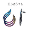 Cubic Zirconia Studs Multi Color Brass Earrings