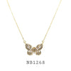 Cubic Zirconia Butterfly Necklace in Brass