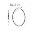 Oval All Around Baguette Cut CZ Stainless Steel Hoop Earrings